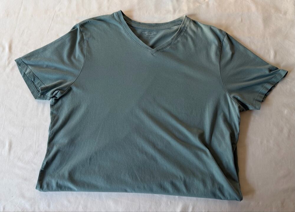 Structure Slim Fit Blue V-Neck Short Sleeve T-Shirt Men’s Size Large